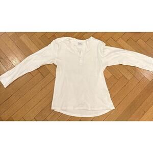 Homespun Men's White Long Sleeve Henley Shirt (Large)